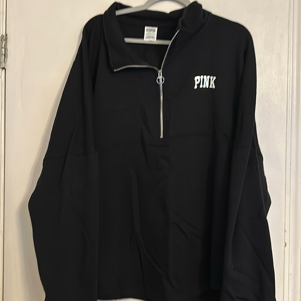 Victorias Secret PINK Black half zip up sweat shirt